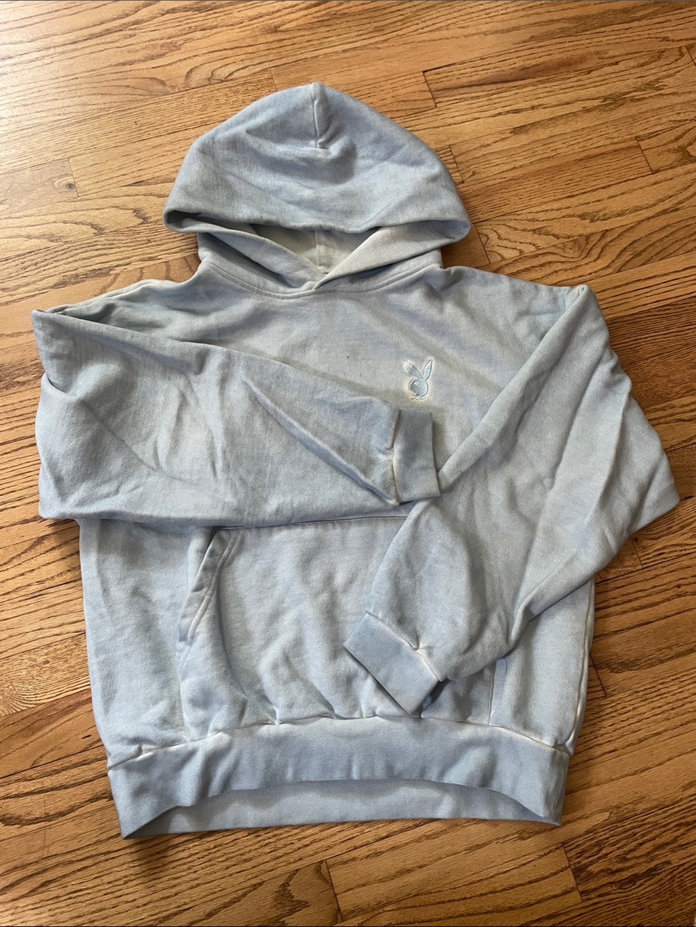 PLAYBOY Light Blue Hoodie with Embroidered Bunny Logo